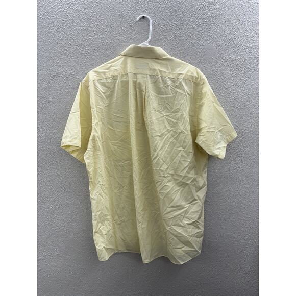 Van Heusen Mens Shirt Size 17 Yellow Poplin Half Sleeve Button Up - Picture 6 of 10